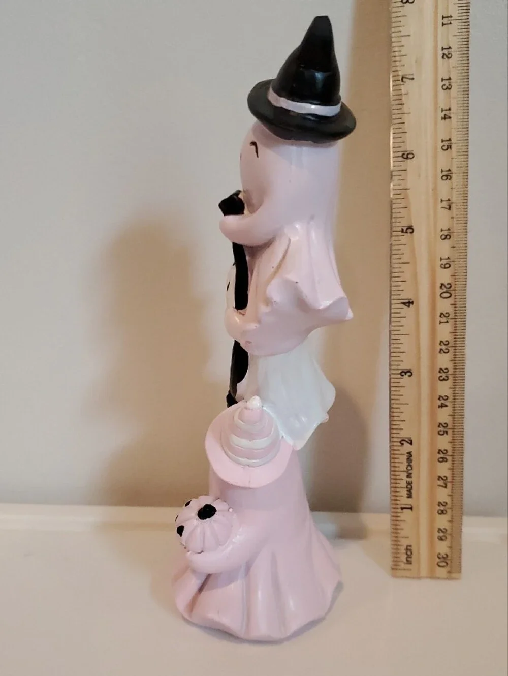 Pink & White Halloween Ghost Figurine Trio